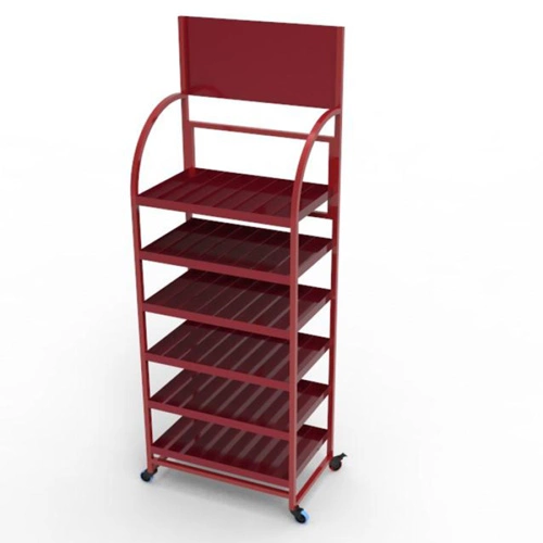 Custom Metal Stamping Powder Coating Red Color Display Stand